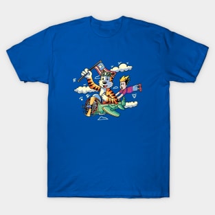Calvin and Hobbes ride a rocket T-Shirt